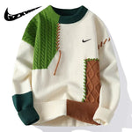 NIKE - Patchwork Cable-Knit Crewneck Sweater