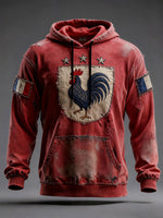 Oversized Hoodie with Pockets French Flag Le Coq Gaulois Men