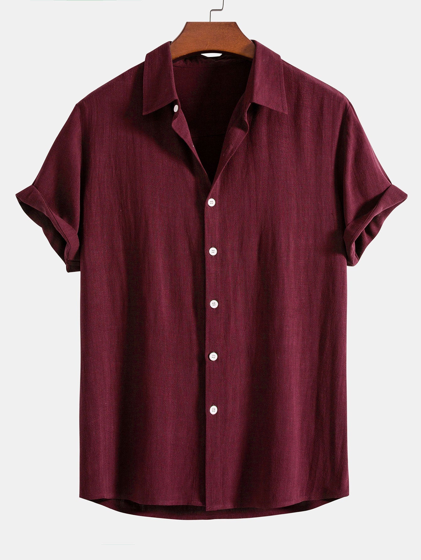 Linen Rayon Blend Button Up Shirt