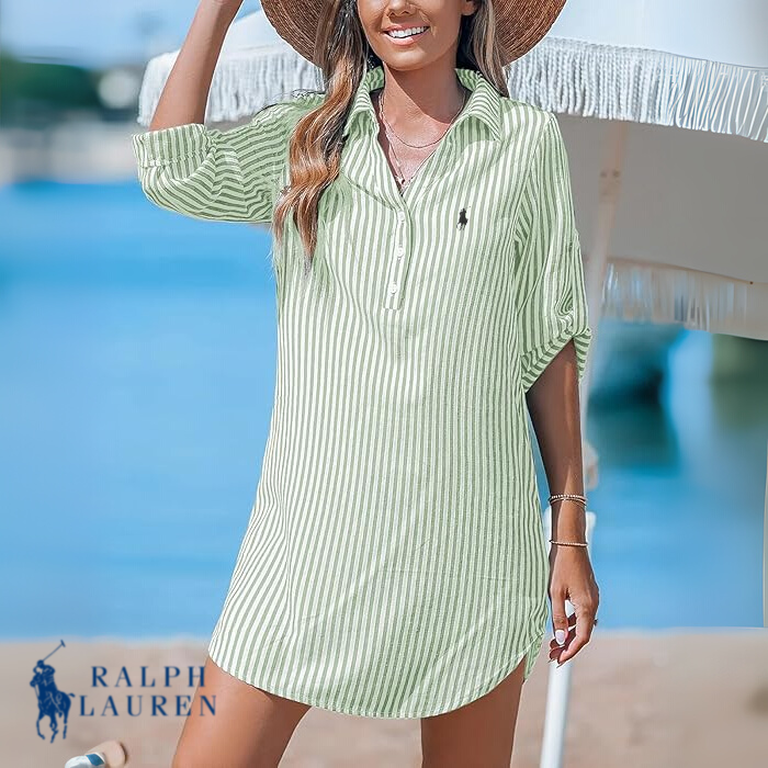 R. Ꮮаᴜгеn Classic Striped Shirt Dress