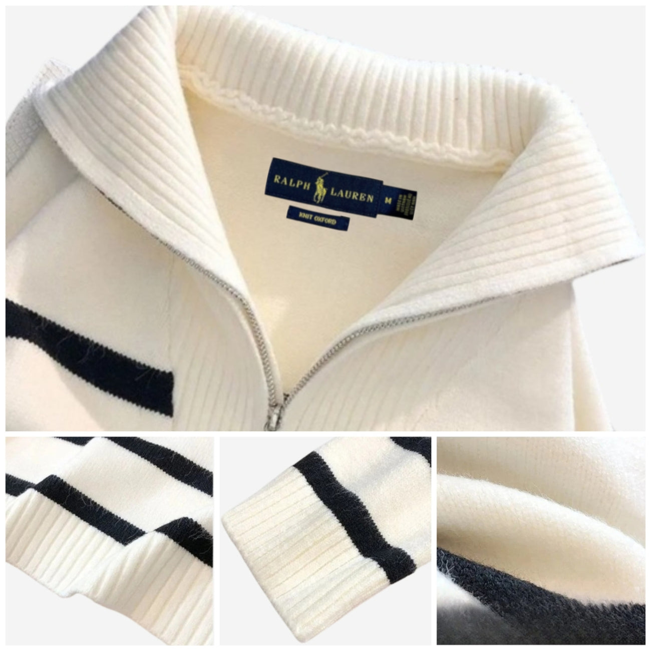 RL – Striped Sweater with Quarter Zip