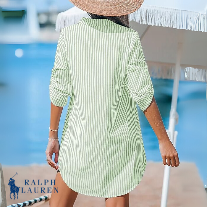 R. Ꮮаᴜгеn Classic Striped Shirt Dress + Free R. Ꮮаᴜгеn Brie Tote Bag