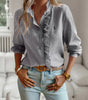 R. Ꮮаᴜгеn Ruffled Button-Up Shirt – Soft Textured Fit