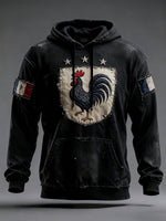 Oversized Hoodie with Pockets French Flag Le Coq Gaulois Men