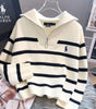 RL – Striped Sweater with Quarter Zip