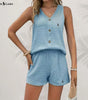 R. Ꮮаᴜгеn Buttoned Tank & Shorts Set
