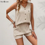R. Lauren Button Tank Top & Shorts Set