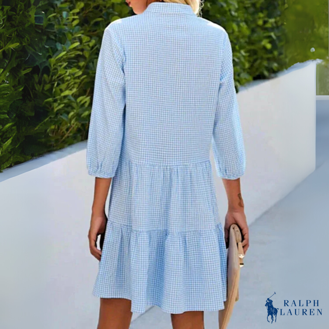 Summer Dress with Check Pattern and V-Neck – Effortless Lightness Meets Timeless Elegance
