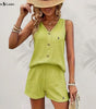 R. Lauren Button Tank Top & Shorts Set