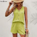 R. Lauren Button Tank Top & Shorts Set