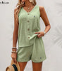 R. Ꮮаᴜгеn Buttoned Tank & Shorts Set