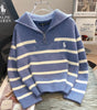 RL – Striped Sweater with Quarter Zip