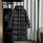 Nike™ Long Down Puffer Coat – Black