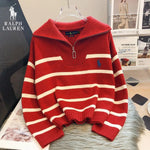 RL – Striped Sweater with Quarter Zip