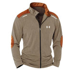 Men's Casual Stand Collar Block Cardigan Casual Sweatshirt