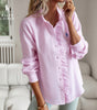 R. Lauren Blouse with Ruffles – Soft Structure & Classic Button Placket