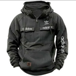 ADIDAS™ - Black Red Tactical Quarter Hoodie