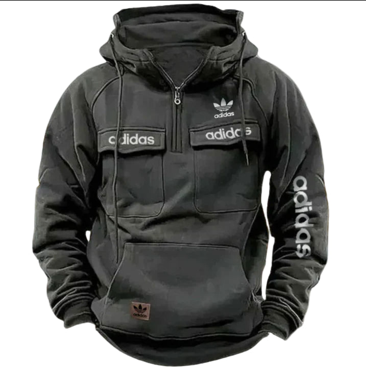 ADIDAS™ - Black Red Tactical Quarter Hoodie