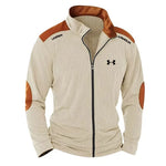 Men's Casual Stand Collar Block Cardigan Casual Sweatshirt