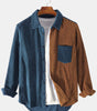 Corduroy Patchwork Long Sleeve Shirts