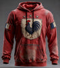 Oversized Hoodie with Pockets French Flag Le Coq Gaulois Men
